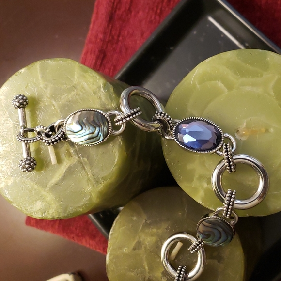 Lia Sophia Epiphany Abalone & Purple Crystal Silver Bracelet - Picture 3 of 7